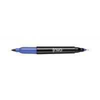 Invo Twin Tip Permanent Marker Lines 1.5mm and 0.4mm (Blue) - 1 x Pack of 12 Marker Pens