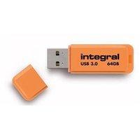 integral neon 64gb usb 30 flash drive orange