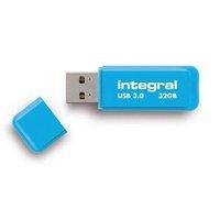 integral neon 32gb usb 30 flash drive blue
