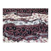Indian Elephants Stripe Print Stretch Jersey Knit Dress Fabric Dark Red