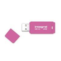 Integral Neon 64GB USB 3.0 Flash Drive Pink INFD64GBNEONPK3.0