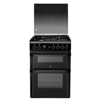 Indesit ID60G2K 60cm Gas Cooker in Black Gas Double Oven Glass Lid