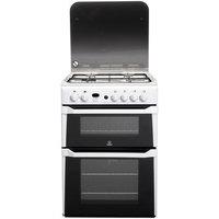 Indesit ID60G2W 60cm Gas Cooker in White Gas Double Oven Glass Lid