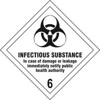 Infectious Substance 6 - Self Adhesive Sign Diamond 100 x 100mm