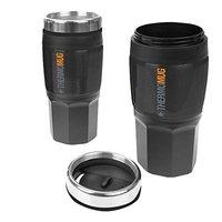 insulated flask 400ml black rubber finish thermal mug hot or cold camp ...