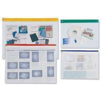 indx heavy duty pvc zip pouch a4 clear with coloured seal assorted pac ...