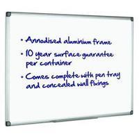 Initiative Magnetic Drywipe Board & Clip-on Pen Tray with Anodised Aluminium Frame (W)1800mm x (H)1200mm (White)