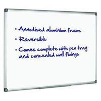 Initiative Magnetic Drywipe Board and Clip-on Pen Tray with Anodised Aluminium Frame (W)900mm x (H)600mm (White)