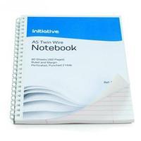 Initiative (A5&) Twin Wire Bound Notebook with Ruled Margin Perforated 70gsm Paper (80 Sheets) x 5 Notebooks