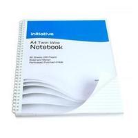 initiative a4 twin wire bound notebook with ruled margin perforated 70 ...