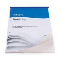 Initiative (A4) Refill Pad with Narrow Feint Ruled & Margin Punched 4 Hole 60gsm Paper (80 Sheets)