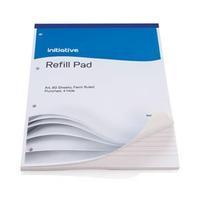 Initiative (A4) Refill Pad with Feint Ruled & Margin Punched 4 Hole 60gsm Paper (80 Sheets)