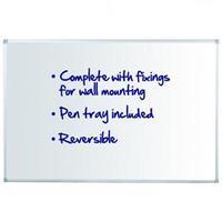 Initiative Reversible Non Magnetic Drywipe Board (1200mm x 900mm) with Aluminium Frame and Pen Tray (White)