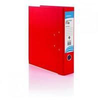 initiative foolscap lever arch file with metal shoe and thumbring red