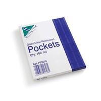 Initiative (A4) Reinforced Top Opening Plastic Pockets 50 Microns (Glass Clear) Pack of 100