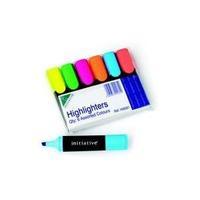 Initiative Water Based Chisel Tip Highlighters (Assorted Colours) Pack of 6 Pens