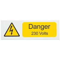 Industrial Signs IS2110SA Danger 230V 75x25 - Pack of 10 S/a Vinyl