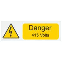 Industrial Signs IS2205RP Danger 415V 75x25 - Pack of 5 Rigid S/a Pvc