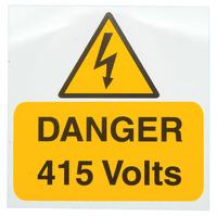 Industrial Signs IS2105RP Danger 415V 75x75 - Pack of 5 Rigid S/a Pvc