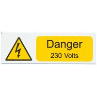 Industrial Signs IS1805RP Danger 230V 75x25 - Pack of 5 Rigid S/a Pvc