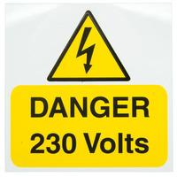 Industrial Signs IS1705RP Danger 230V 75x75 - Pack of 5 Rigid S/a Pvc