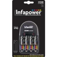 INFAPOWER Home Charger + AA 2700MAH NI-MH Rechargeable Batteries (4-Pack) C002