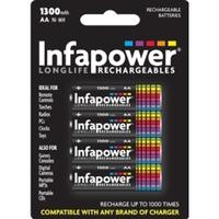 INFAPOWER AA 1300MAH NI-MH Rechargeable Batteries (4-Pack) B003