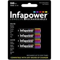infapower aaa 550mah ni mh rechargeable batteries 4 pack b009