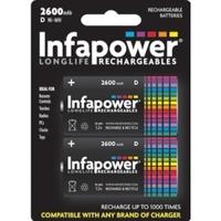 INFAPOWER D Size 2600MAH NI-MH Rechargeable Batteries (2-Pack) B006