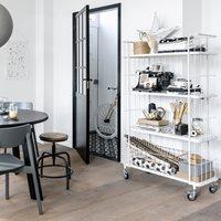 industrial trolley storage with 4 shelves in white