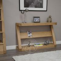 Infinity Oak Designer Wide Hall Table With Shelf