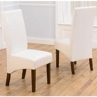 Inova Dining Chair In Ivory PU With Dark Walnut Legs In A Pair