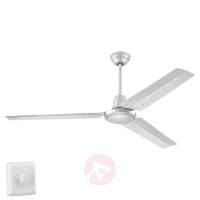 Industrial Silver ceiling fan with four settings