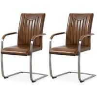 Industrial Faux Leather Retro Stitch Dining Armchair (Pair)