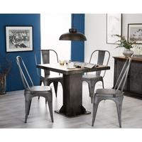 indian hub evoke iron and wooden industrial square dining set with 4 c ...