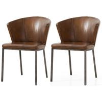 Industrial Faux Leather Retro Curve Dining Chair (Pair)