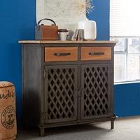 Indian Hub Evoke Iron and Wooden Jali 2 Door Small Sideboard