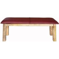 Indian Hub Turn Buck Leather Seat Bench with Solid Wood Legs