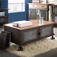 Indian Hub Evoke Iron and Wooden Jali 2 Door Coffee Table