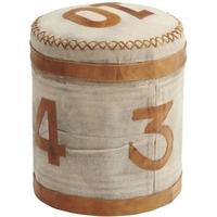 Indian Hub Stool Retro Canvas and Leather stool