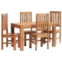 Indian Hub Toko Light Mango Small Dining Set with Wooden Chairs