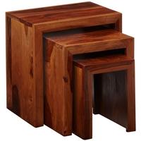 Indian Hub Cube Sheesham Nest of 3 Tables