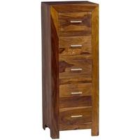 indian hub cube sheesham chest of drawer 5 tall drawer