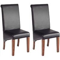 Indian Hub Cube Sheesham Dining Chair - Leather (Pair)
