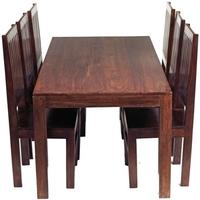 indian hub toko mango dining set large 6ft with 6 high slat back chair ...