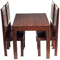 Indian Hub Toko Mango Dining Set - Small 4ft with 4 High Slat Back Chairs