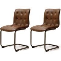 industrial faux leather button back dining chair pair