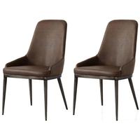 Industrial Faux Leather Retro Contour Dining Chair (Pair)