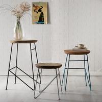 Indian Hub Aspen Iron and Wooden Round Set of 3 Stool
