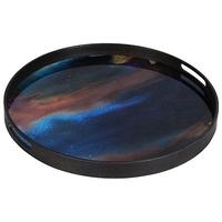 indigo organic round small glass tray